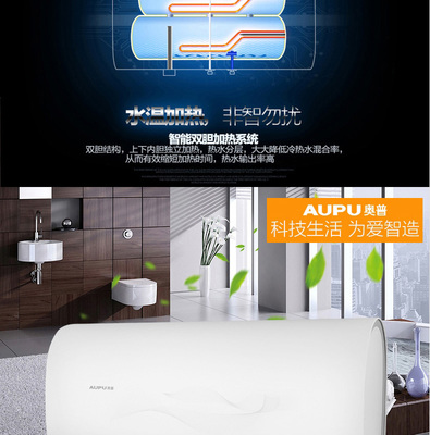 奧普(AUPU) DSZF-E2 40L電熱水器 雙膽速熱，纖薄設計，高效制熱